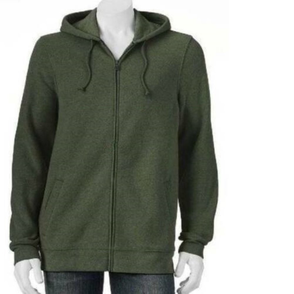 Mens Jacket Fleece Croft & Barrow 2XL Green Zip Up Lightweight Classic Hoodie